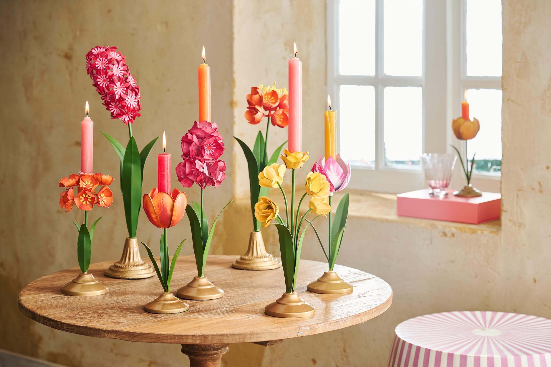 Deco Flower Metal Pink 48cm