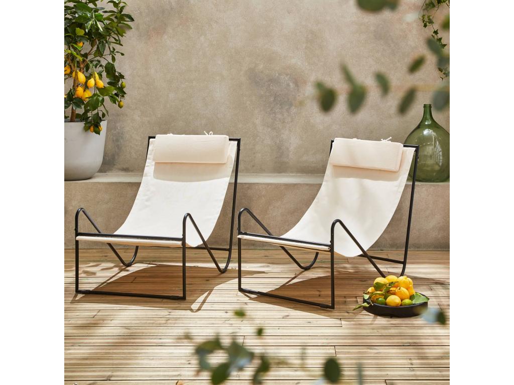 Sillón reclinable con estructura de metal - set de 2 crudo