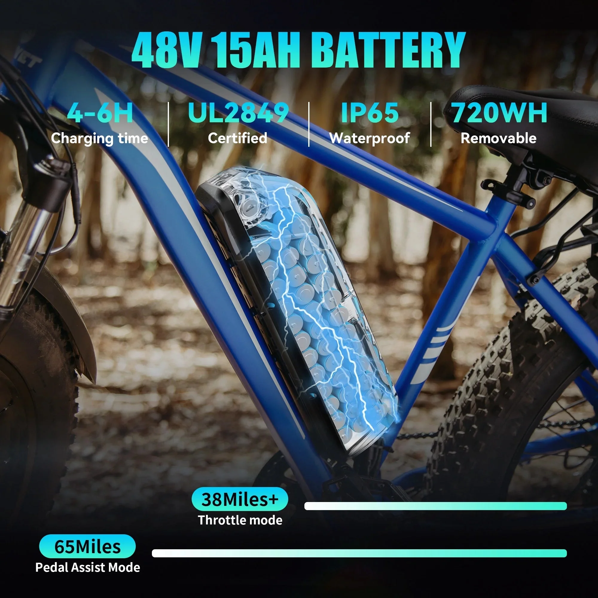 AMYET 26 x 4 Fat Tire Electric Mountain Bike, 48V 15Ah, 7-Speed - EB26 - Image 42 AMYET 26 x 4 Fat Tire Electric Mountain Bike, 48V 15Ah, 7-Speed - EB26 - Image 42