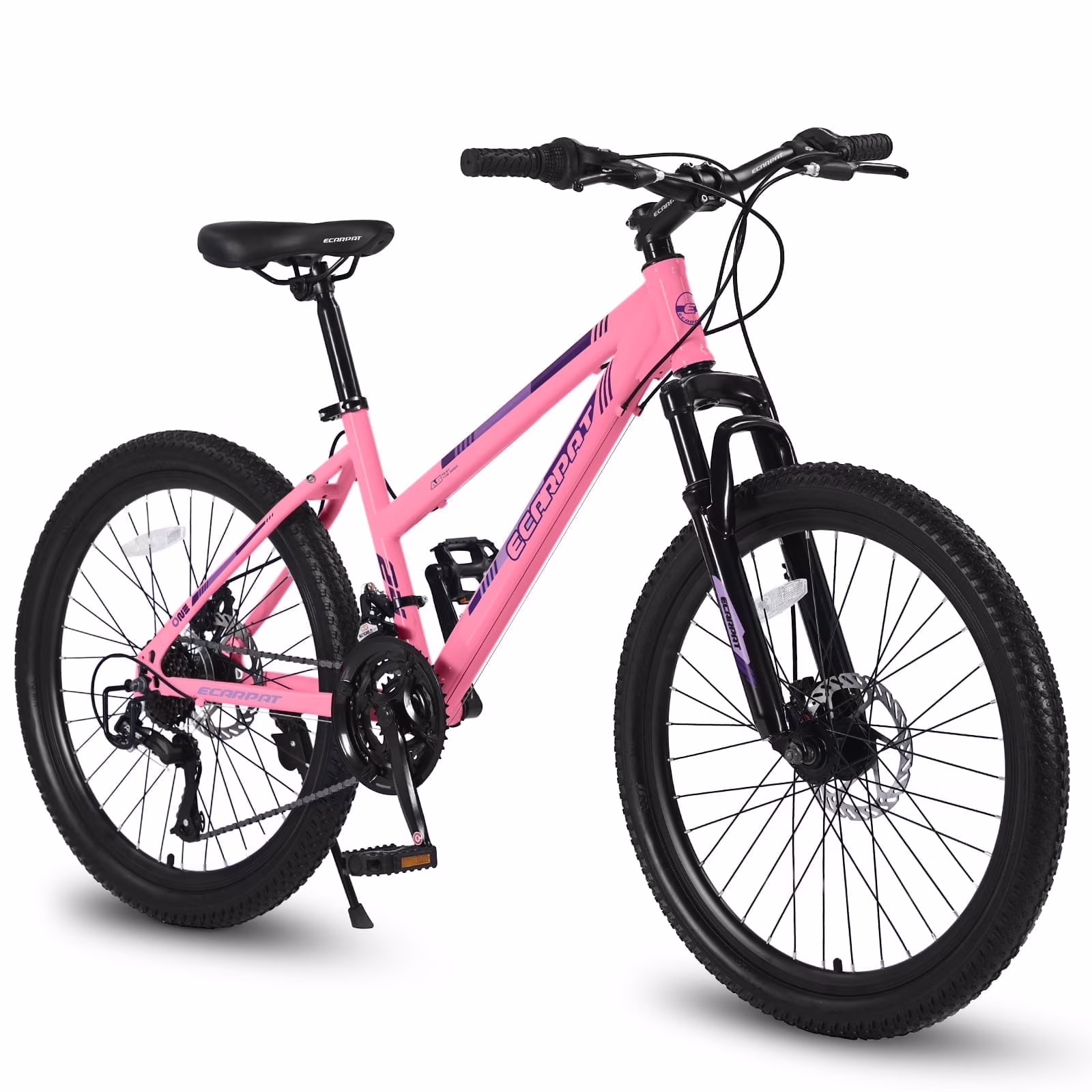Ecarpat 26 in Mountain Bike Adults Womens Mountain Bicycles with Dual Disc Brakes Shimano 21 - Speed Full Suspension MTB Bicycles for Outdoor Commuting Exercise, Multi Colors(Pink/26")
