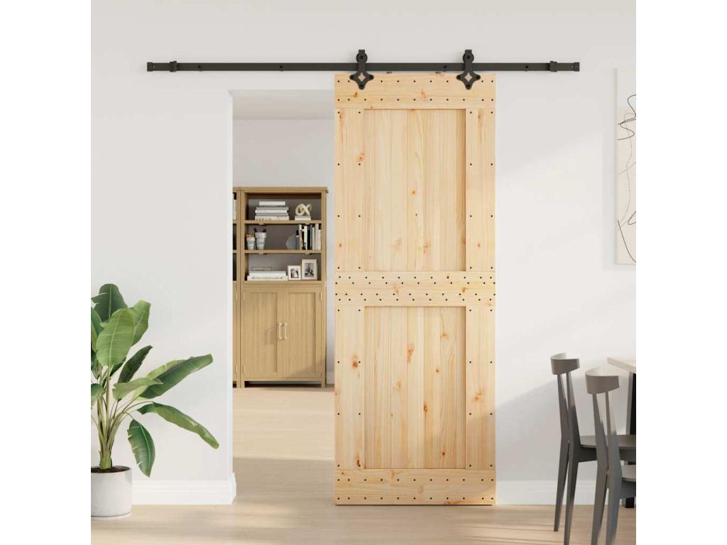 Puerta corredera con herrajes madera maciza de pino 85x210 cm