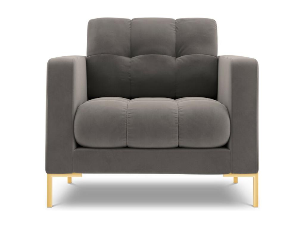 Sillón Homelyvo de terciopelo gris claro - 87x92x75cm