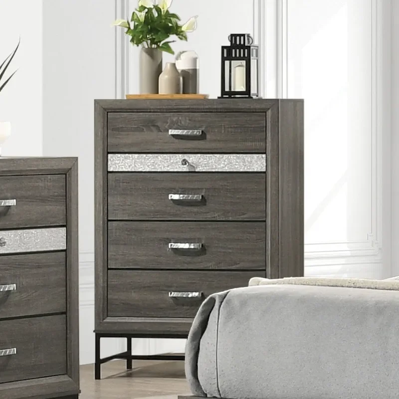 Contemporary Grey 6-Piece Platform Bedroom Set by Furniture of America - Heinisk Collection
