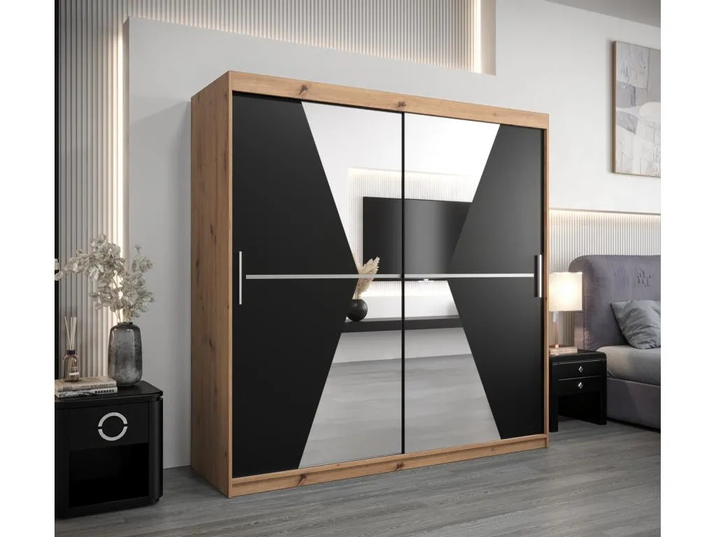 Armario Mobtrendy de puertas correderas 200/200/62 2 puertas (artisan/negro) gcnn42311