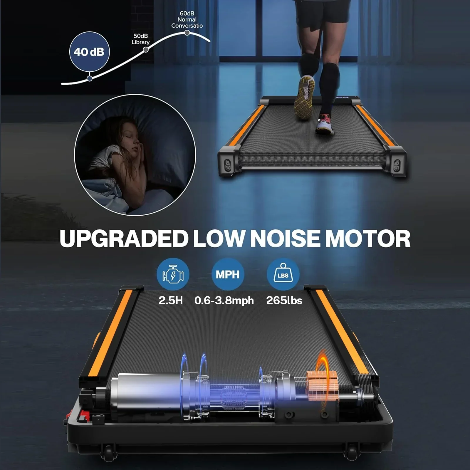CoolHut Under Desk Treadmill With Manual Incline, 2.5HP, 265lbs - Image 2 CoolHut Under Desk Treadmill With Manual Incline, 2.5HP, 265lbs - Image 2