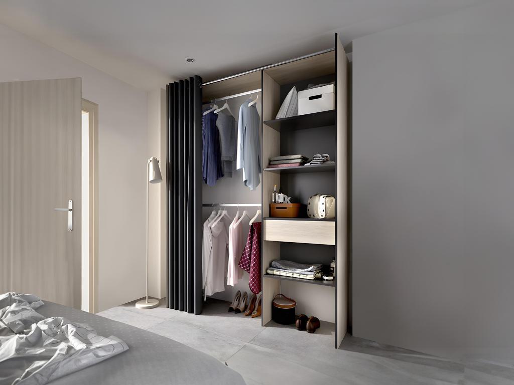 Armario ropero extensible - 110/160 cm - roble y antracita