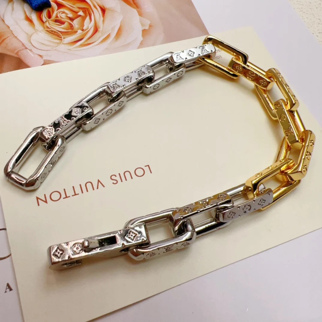 Louis Vuitton Silver Gold Mixed Color Chunky Bracelet - Original Replica Club