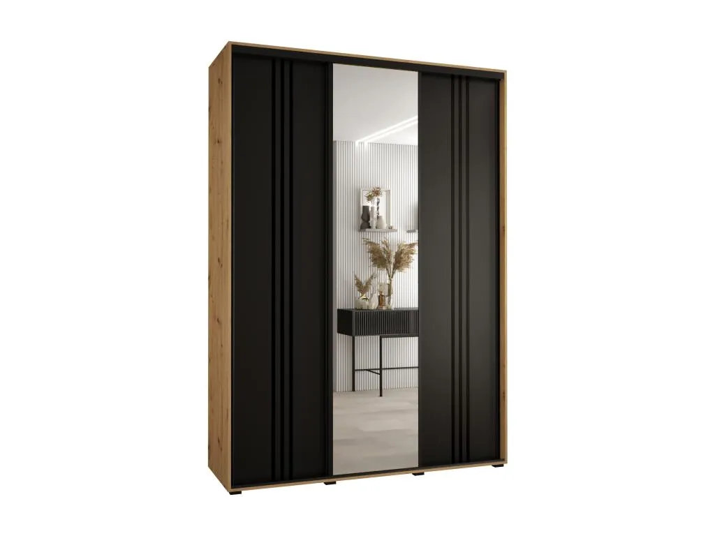 ARMARIO Hogarsens 7 DE PUERTAS CORREDERAS 235.2/170/60 3 puertas (Artisan/Negro/Negro)