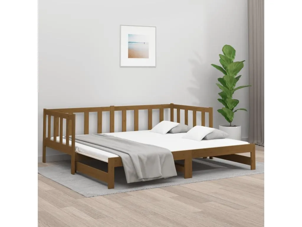 Sofá cama extraíble Hogarmini maciza Hogarmini marrón miel 2x(90x190)cm 37020htdj