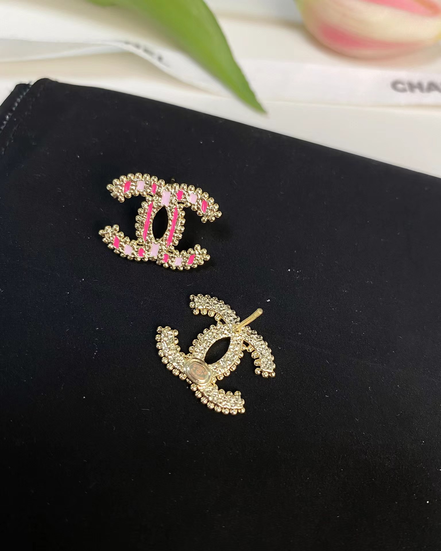 Chanel Enamel Pink Double C Earrings - Original Replica Club