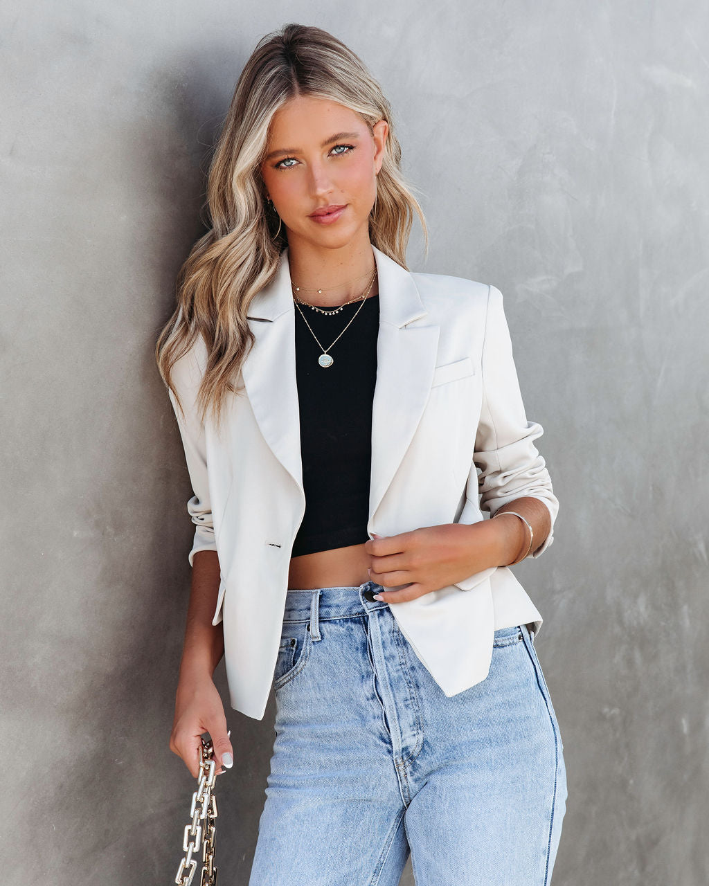 From Night To Day Pocketed Blazer - Ecru - Se7enfashion