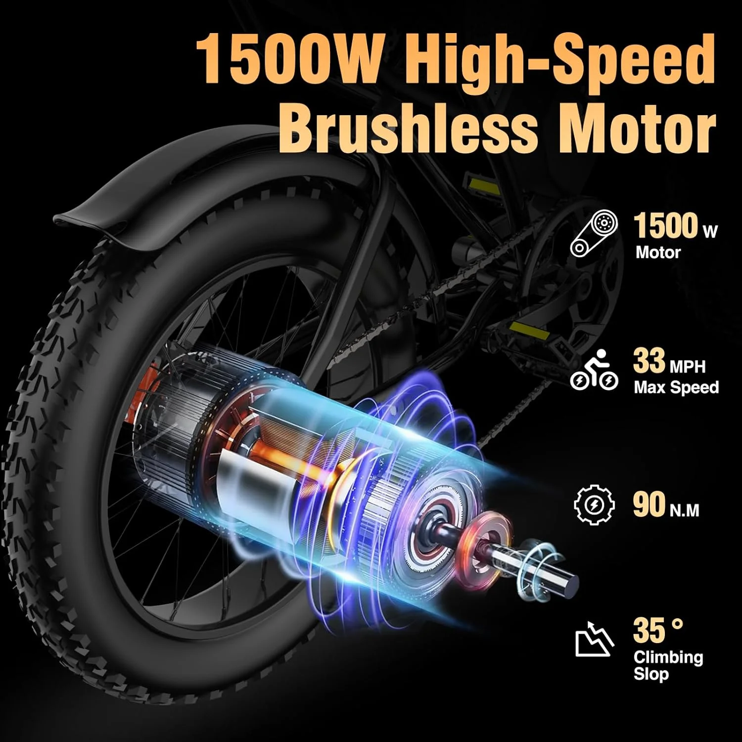 Ridstar 1500W Electric Bike for Adults,33MPH 48V 20Ah Electric Bicycle ,20" Fat Tire Full Suspension Mountain Bike UL2849 - Image 10