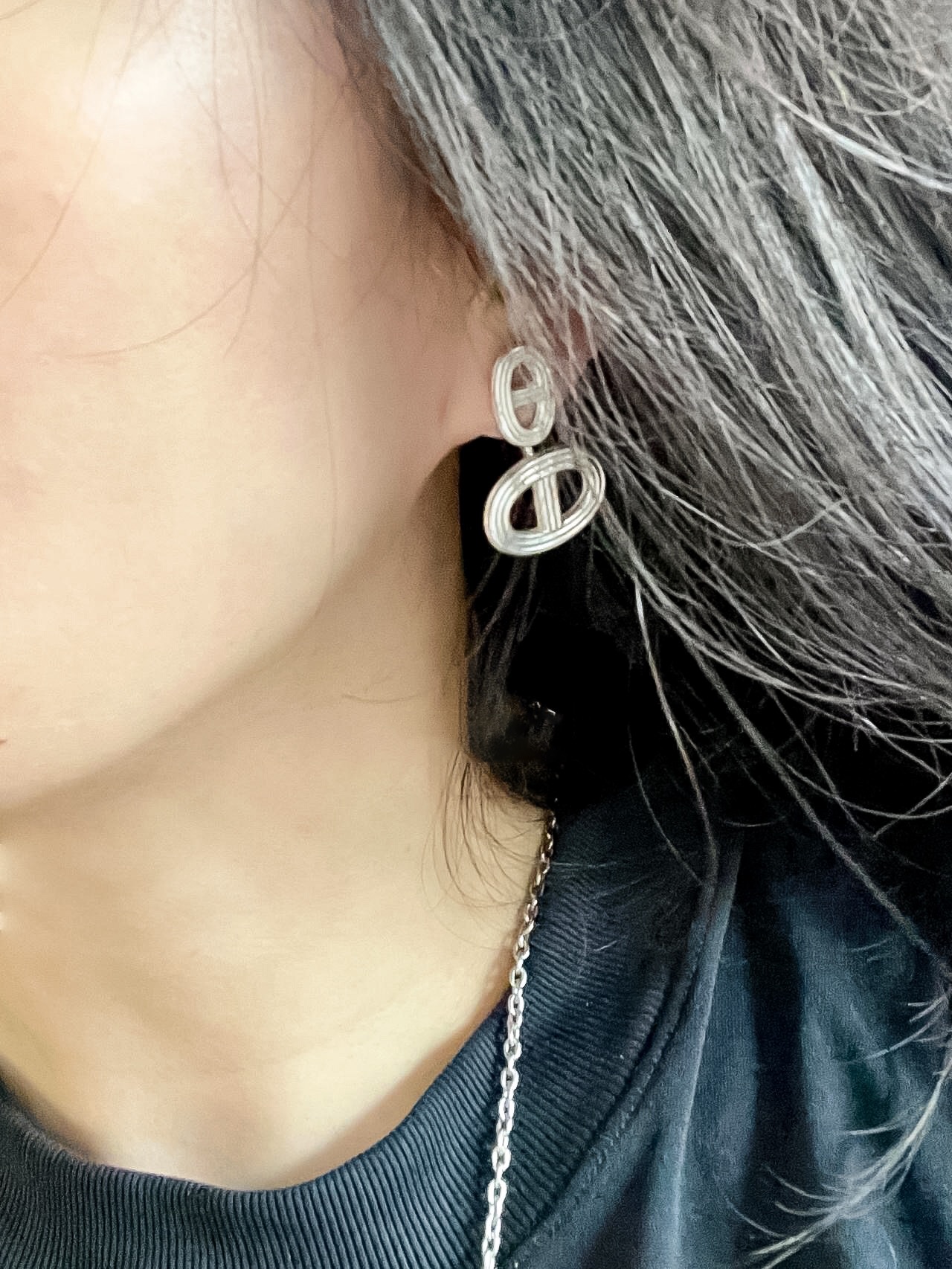 Hermes Pig Nose Dangle Earrings in Silver - Original Replica Club