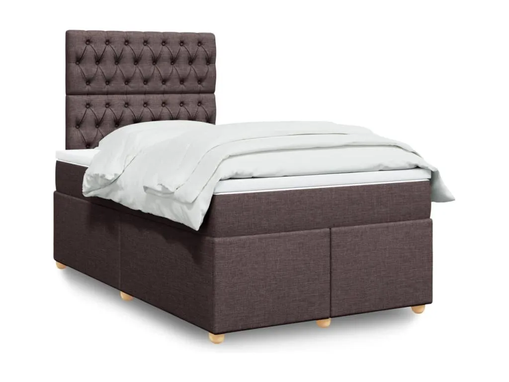 Cama box spring con colchón tela marrón oscuro 120x200 cm cit3522198