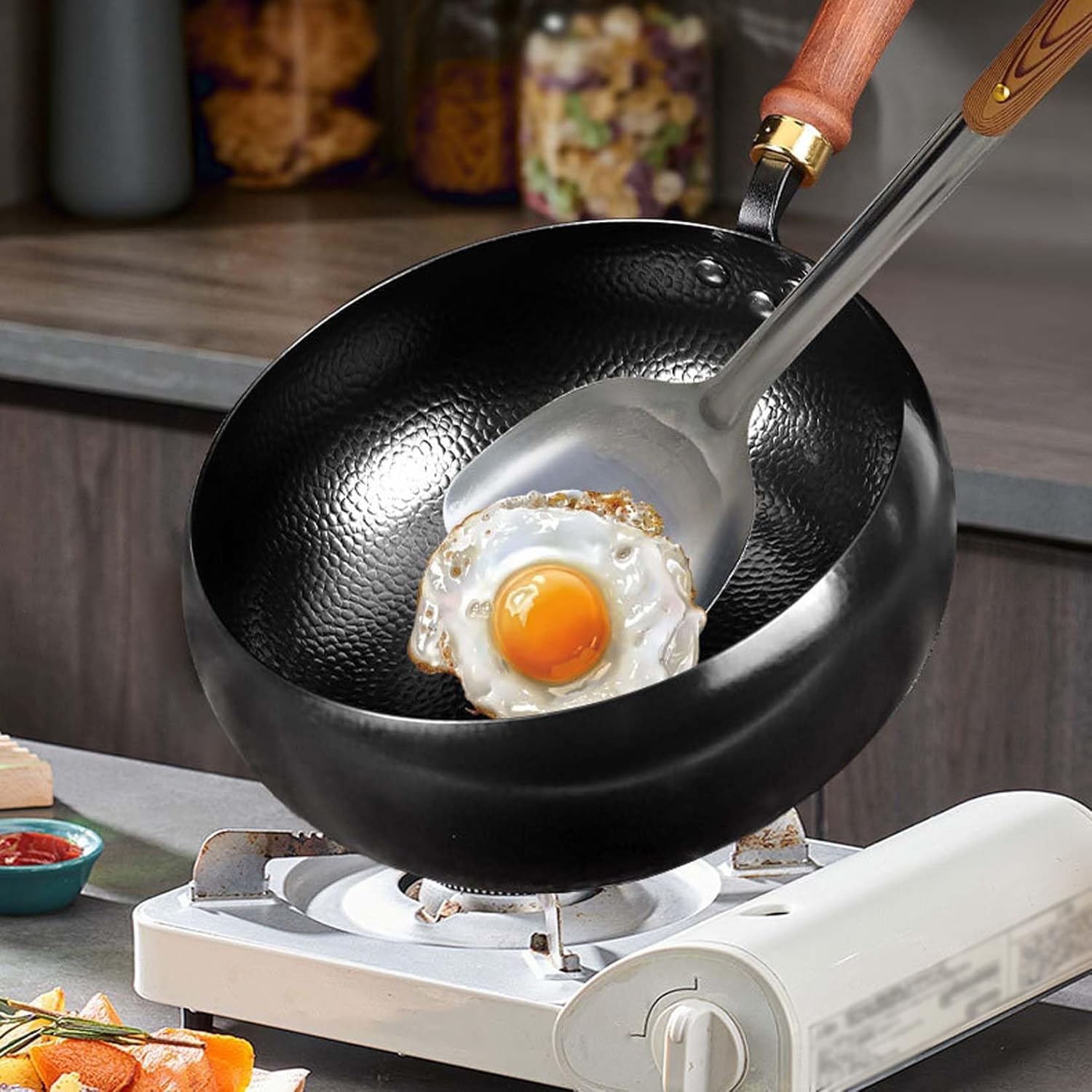Japanese Style Cast Iron Cookware, 9.5/10.2/11in Uncoated Thick Iron Pot, Hand-Hammered Traditional Forged Big-Belly Pot with Lid, Naturally Non-Stick Frying Pan (Glass Lid, 11in)