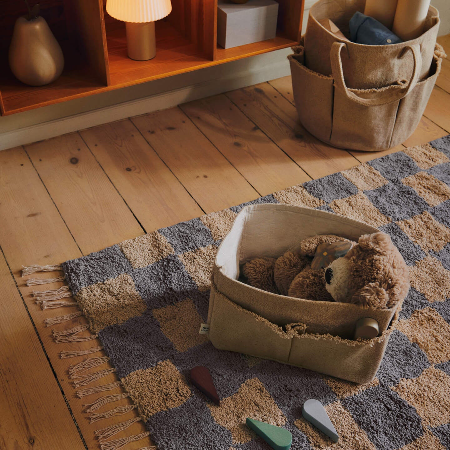 Ferm Living Mara Vloerkleed 80 x 150 cm - Mist Blue / Warm Sand