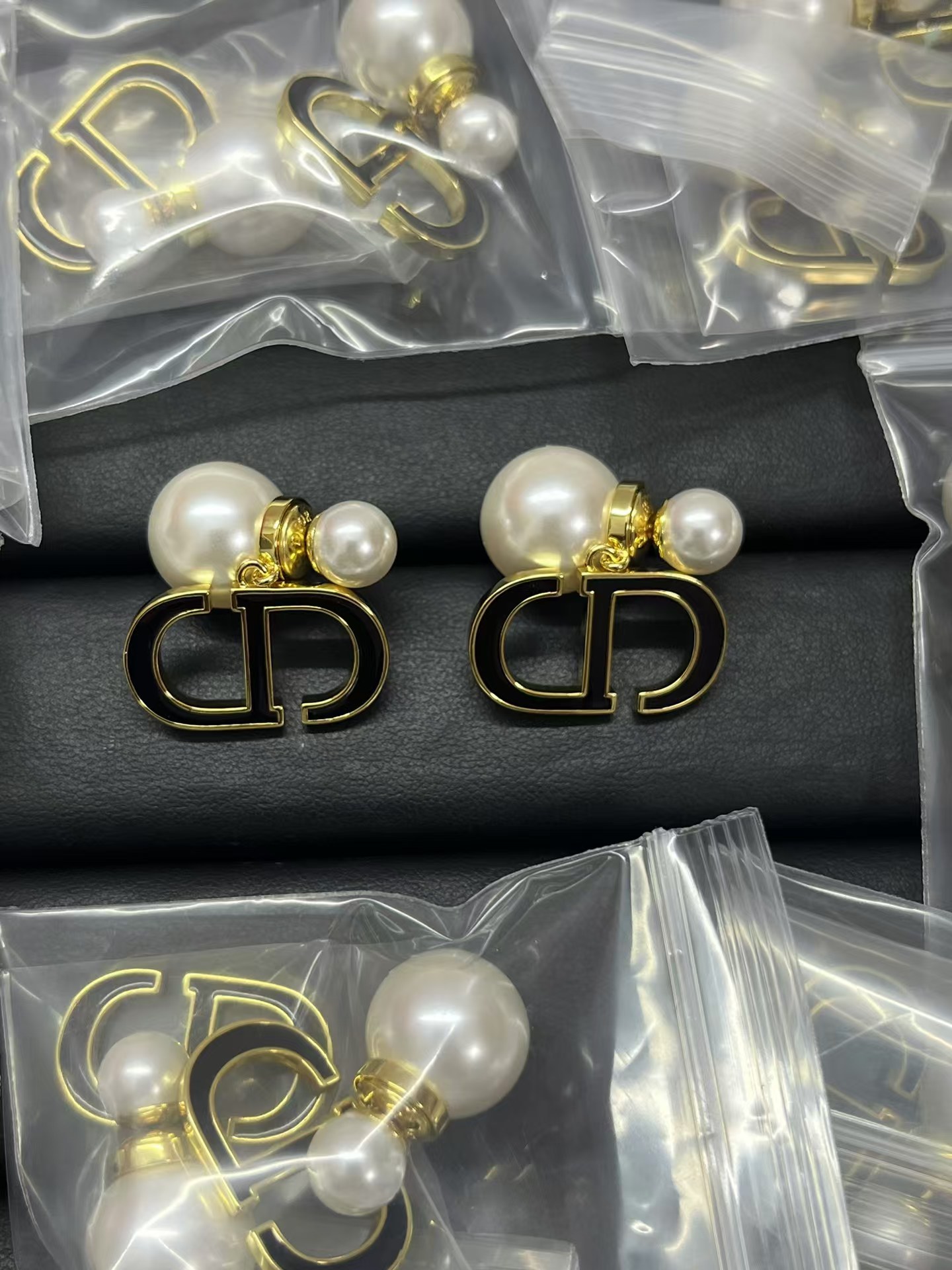Dior Enamel CD Dangle Pearl Earrings - Original Replica Club