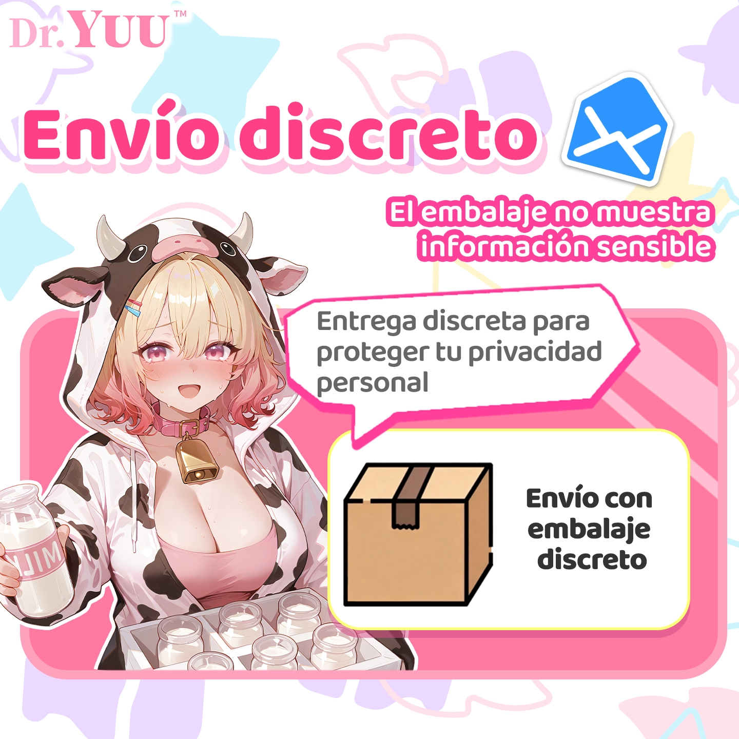Envío discreto de Dr.YUU en empaque neutro, sin información sensible visible en el exterior.
