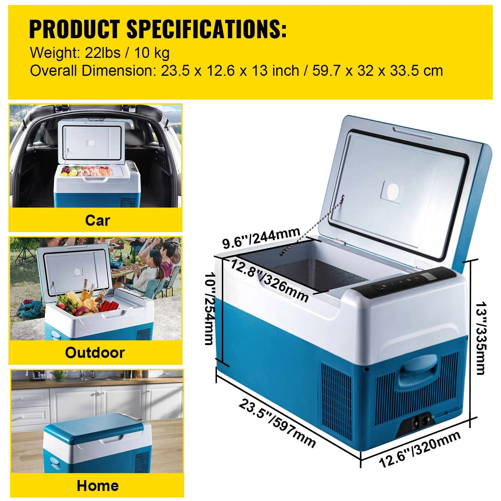 BENTISM 22L Portable Car Refrigerator, 23 Quart RV Fridge, 12/24V DC & 110-240V AC Vehicle Car Truck Boat Mini Electric Cooler for Driving Travel Fishing Outdoor and Home Use - Image 4