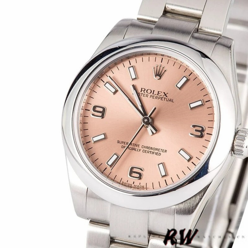 Rolex Oyster Perpetual 177200 Pink Dial Domed Bezel 31mm Lady Replica Watch