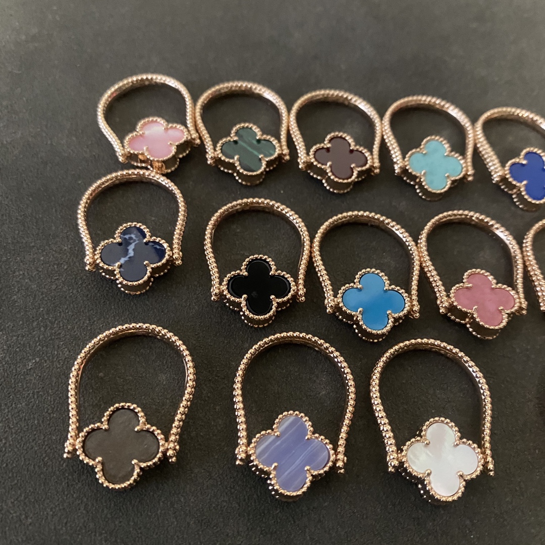 VCA Vintage Alhambra Reversible Ring, Rose Gold, 14 Stone Options - Original Replica Club