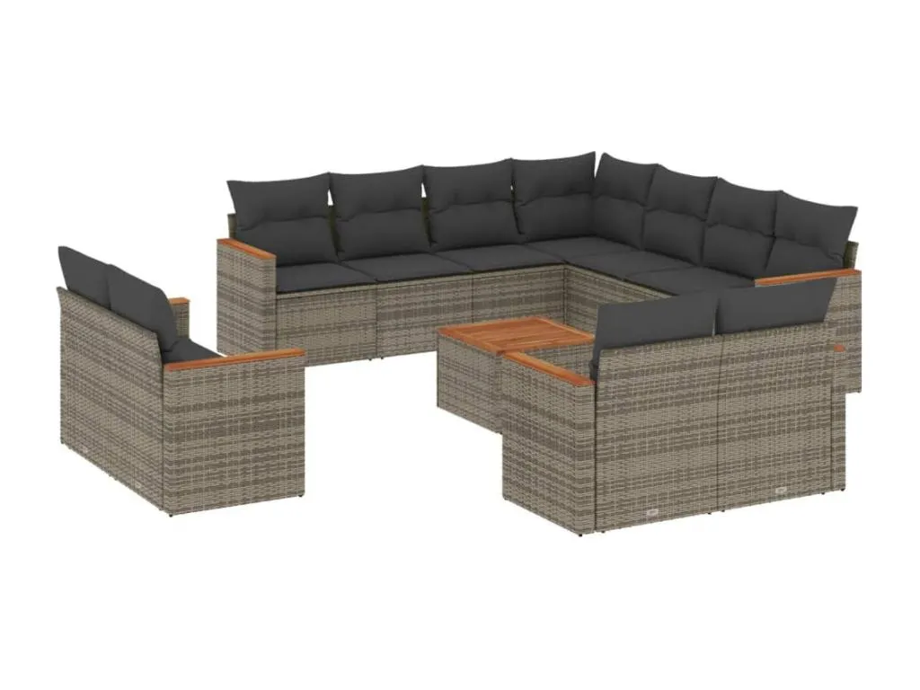 Set de sofás de jardín 12 pzas con cojines ratán sintético gris 50231anjm