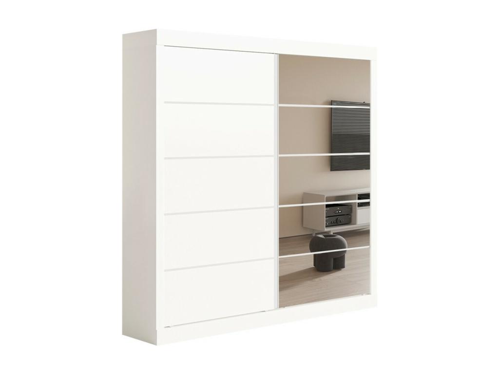 Armario - 2 puertas correderas con espejo - color blanco