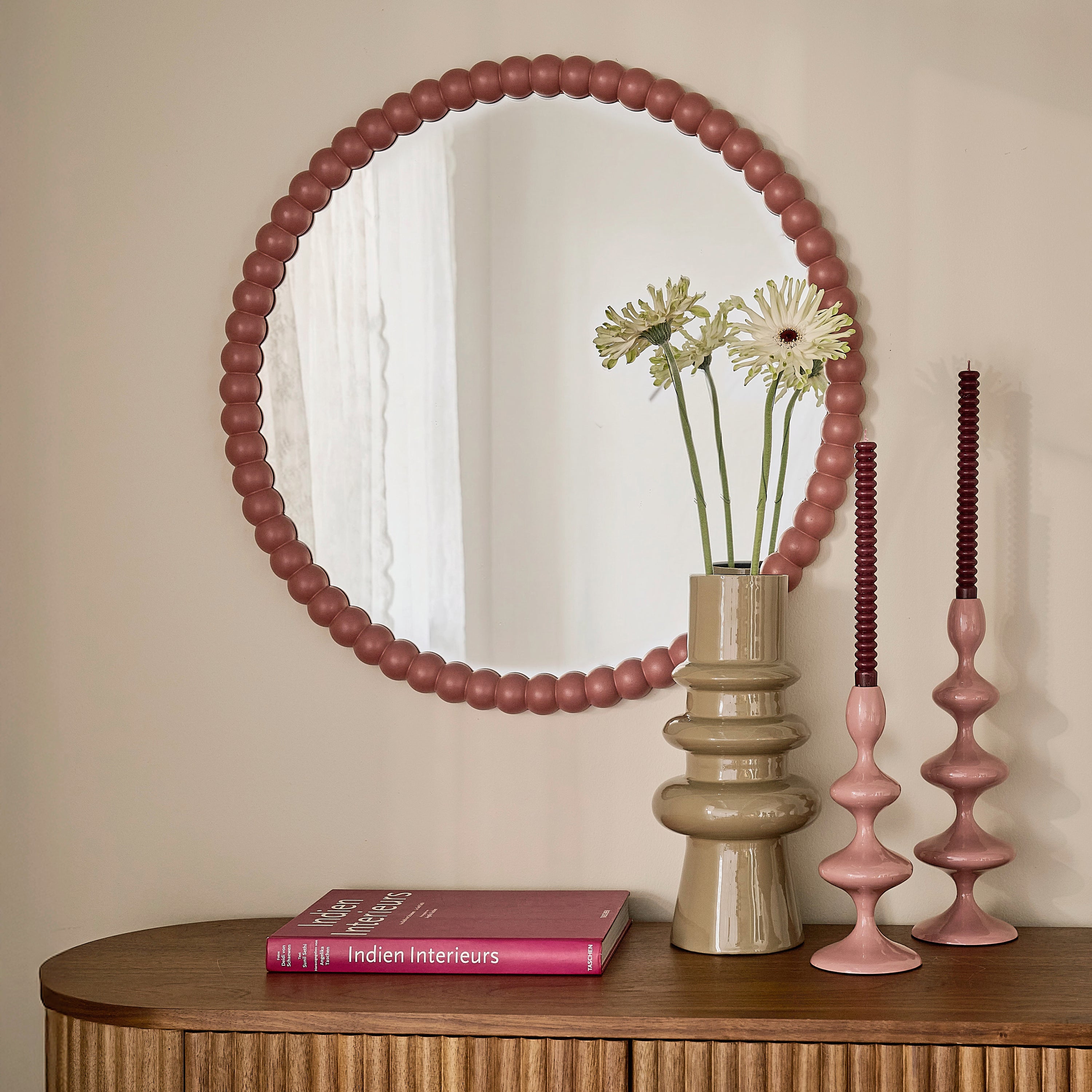 by fonQ Pompom Spiegel Ø 71 cm - Rosé