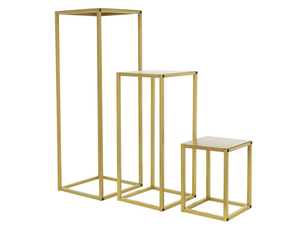 Juego de 3 soportes decorativos para plantas 30/ 60/ 90 cm pedestal metal dorado