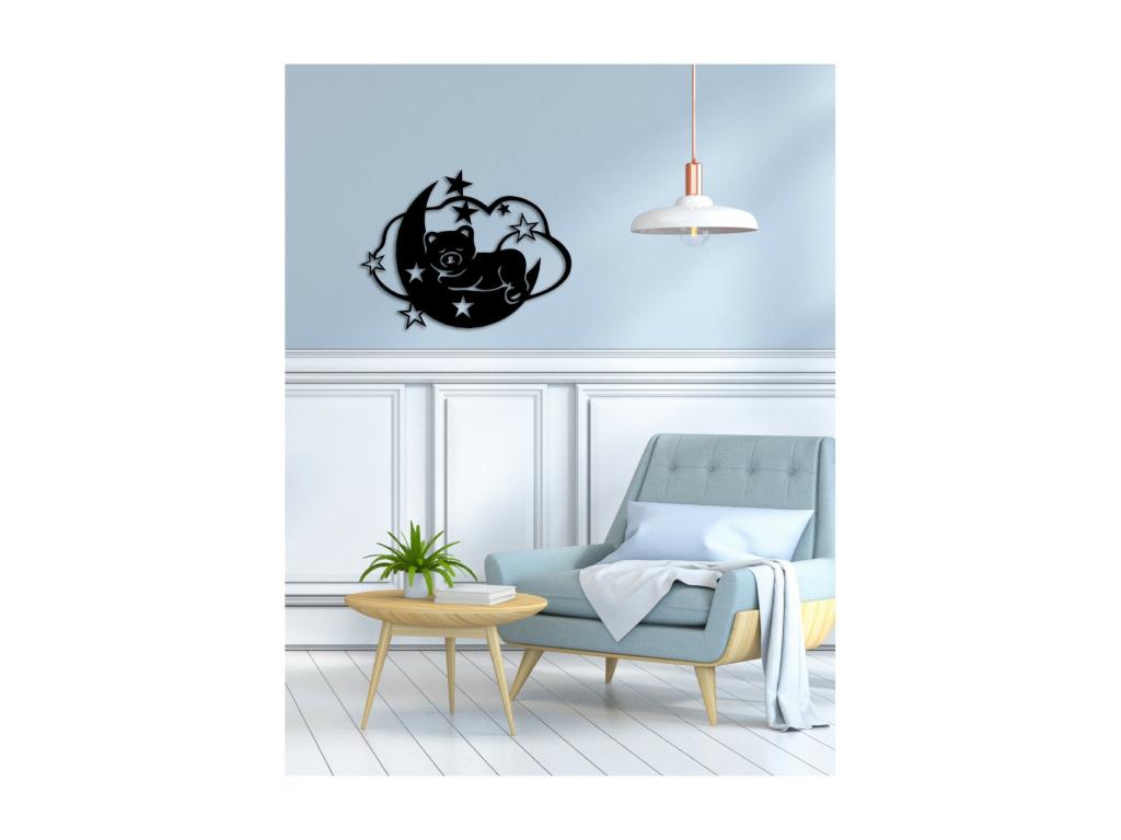 Decoración de Metal Osito 3, Negro, 73x1,5x55 cm, Hogarlujo