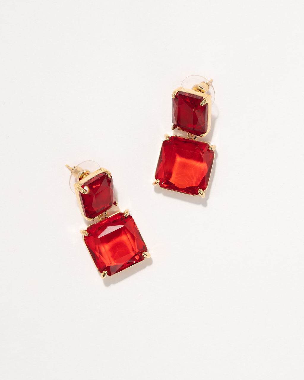 Glam Lifestyle Gem Drop Earrings - Red - Se7enfashion