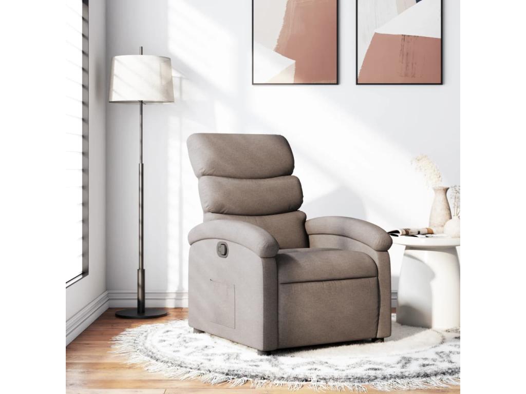 Sillón reclinable de tela gris taupe