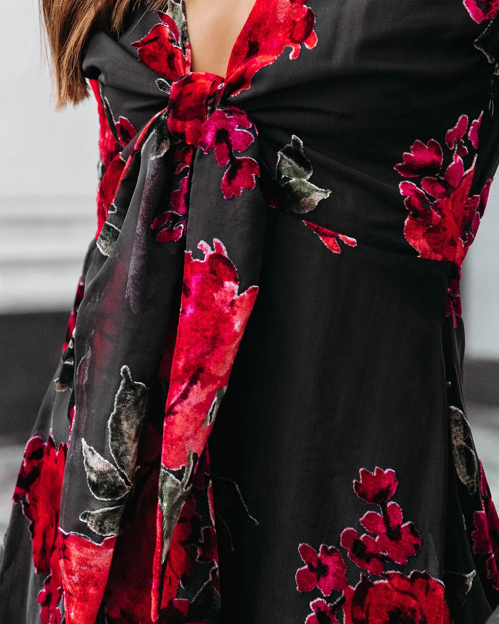 Love Like This Burnout Velvet Bell Sleeve Mini Dress - Se7enfashion