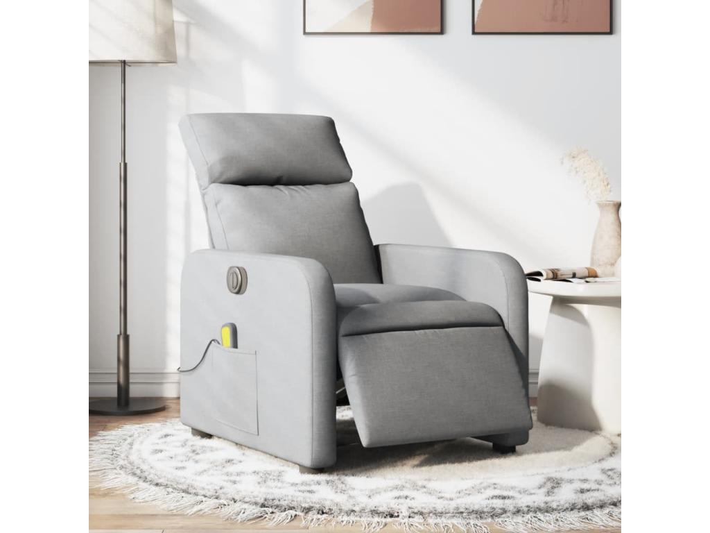 Sillón reclinable de masaje eléctrico tela gris claro