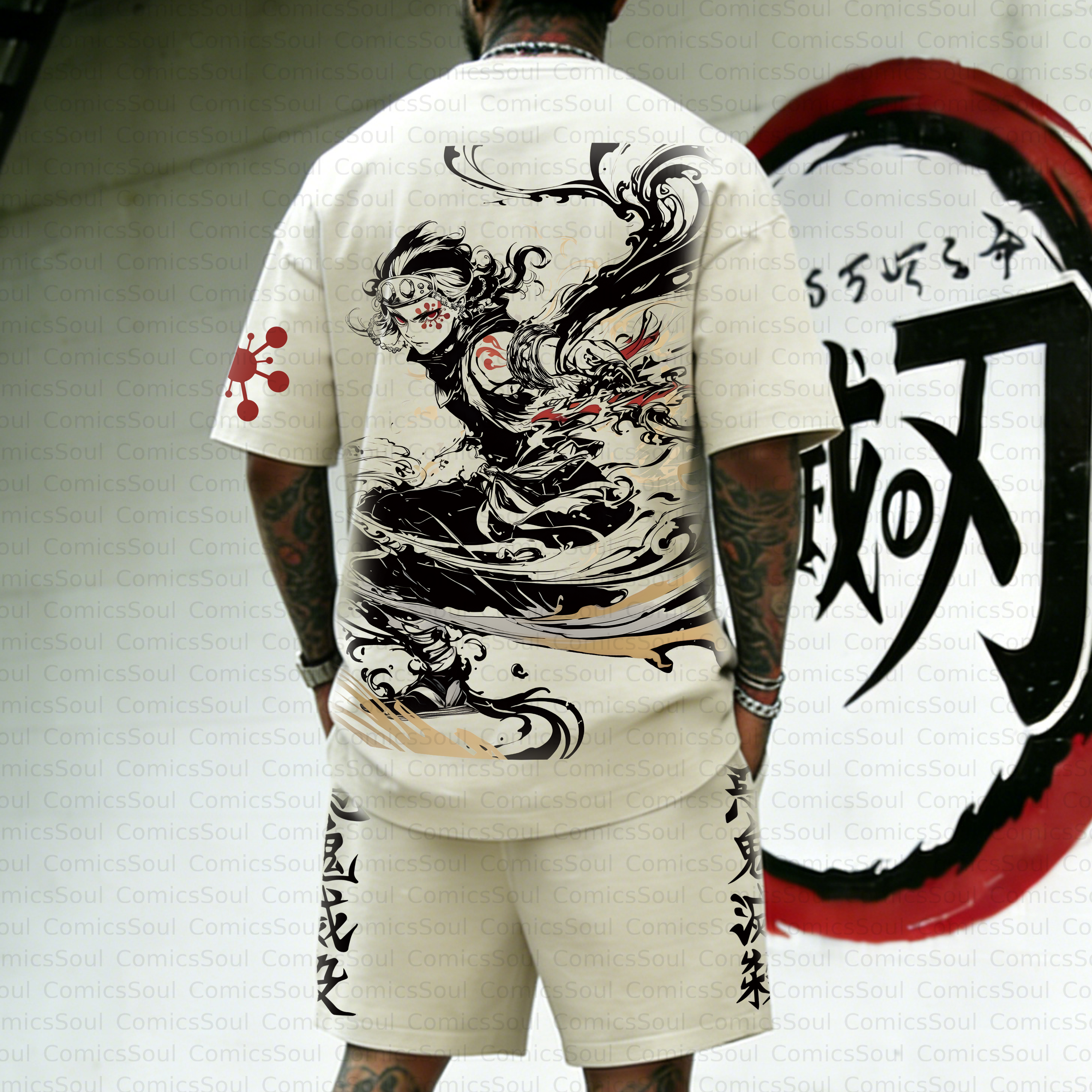 Unisex Anime Inspired Vintage T-shirt& Shorts 2 Pieces Set