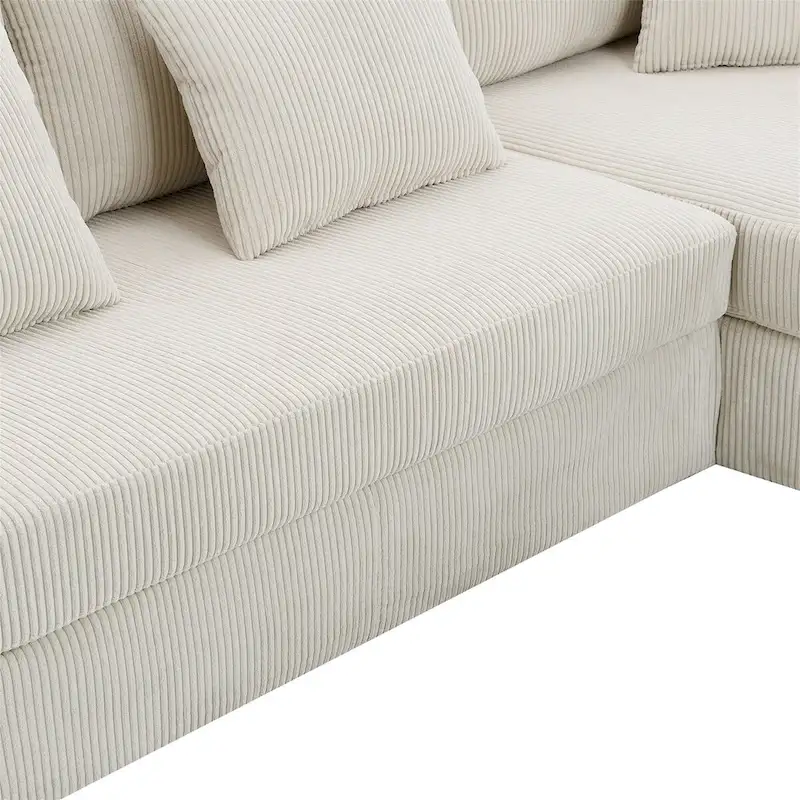 Contemporary L-Shaped Corduroy Sofa with Reversible Chaise from Harper & Bright Designs