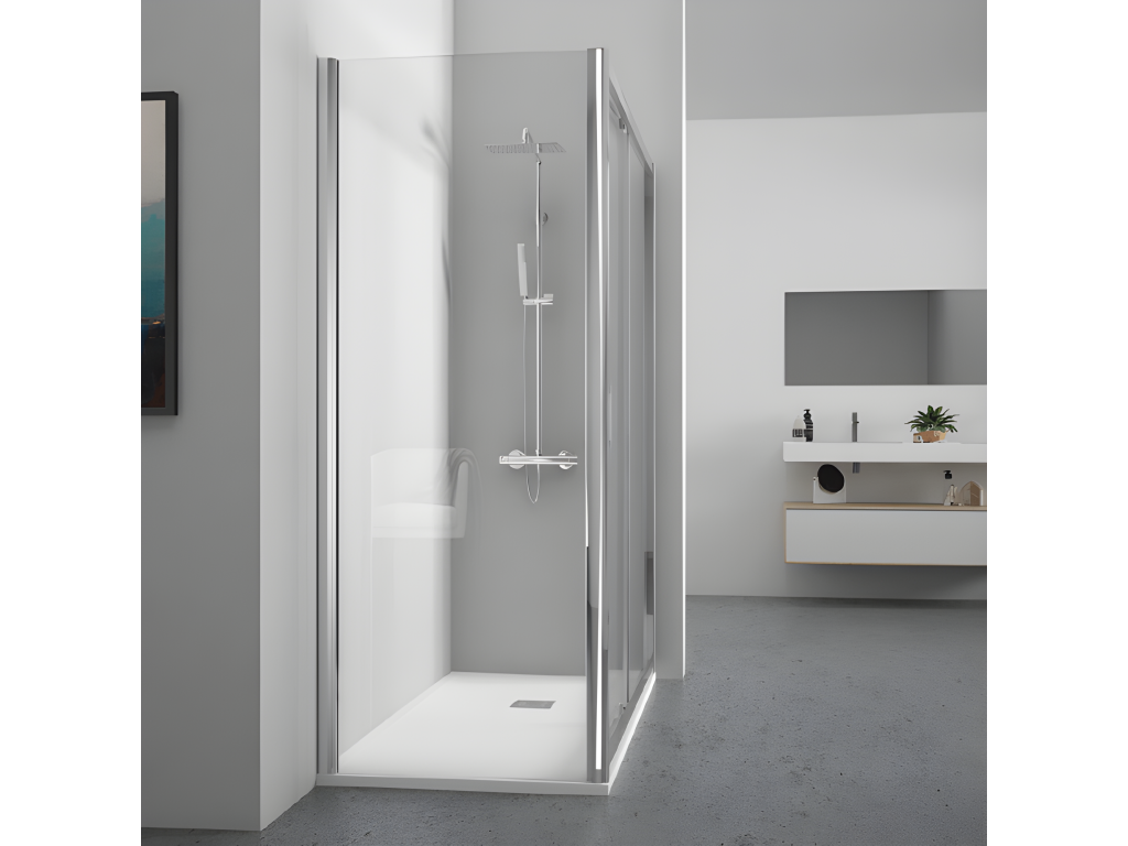 Frontal de ducha + Puerta Corredera JOHNSON 110 cm Cristal serigrafiado 75 cm