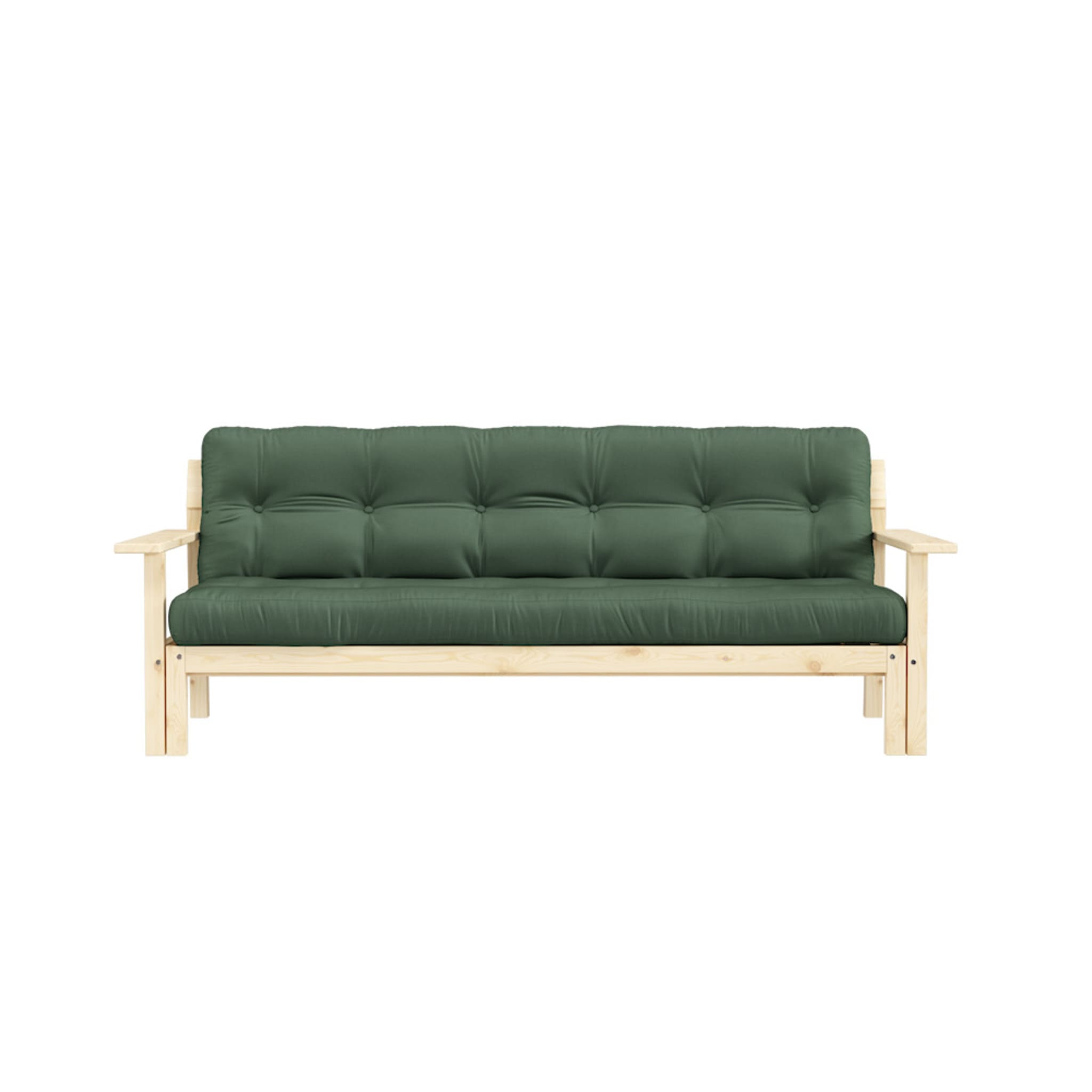 Sofá cama de 2 plazas en pino macizo con futón kaki kw7416w6