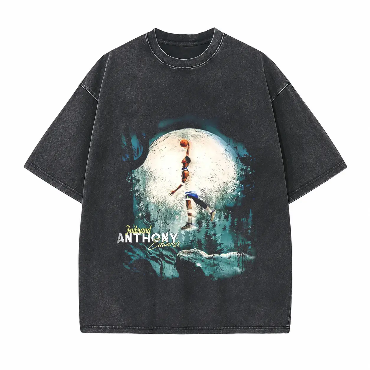 NBA Star Moon Dunk Printed Unisex Washed T-Shirt