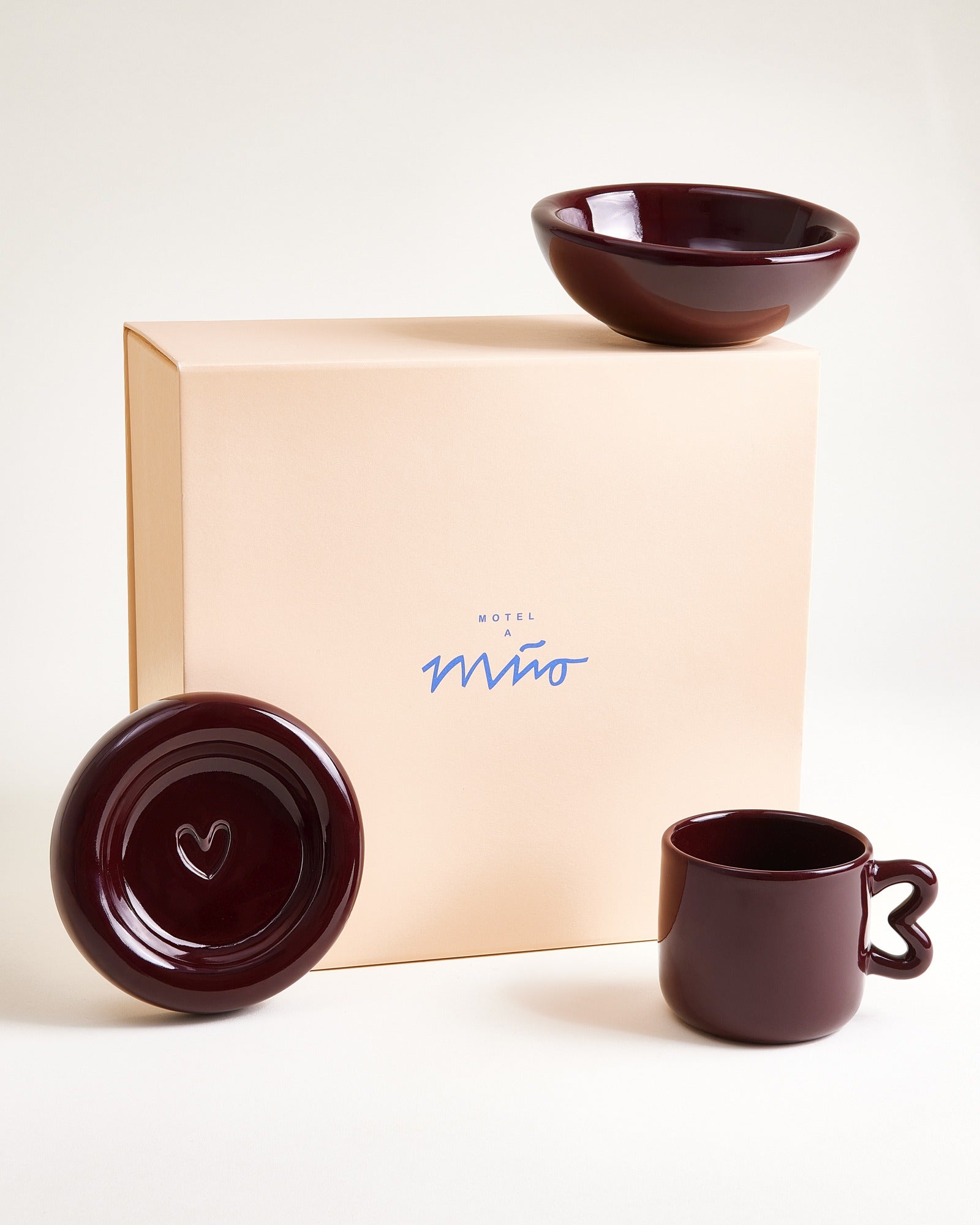 Seia Geschenk-Set Herz burgund 4-teilig