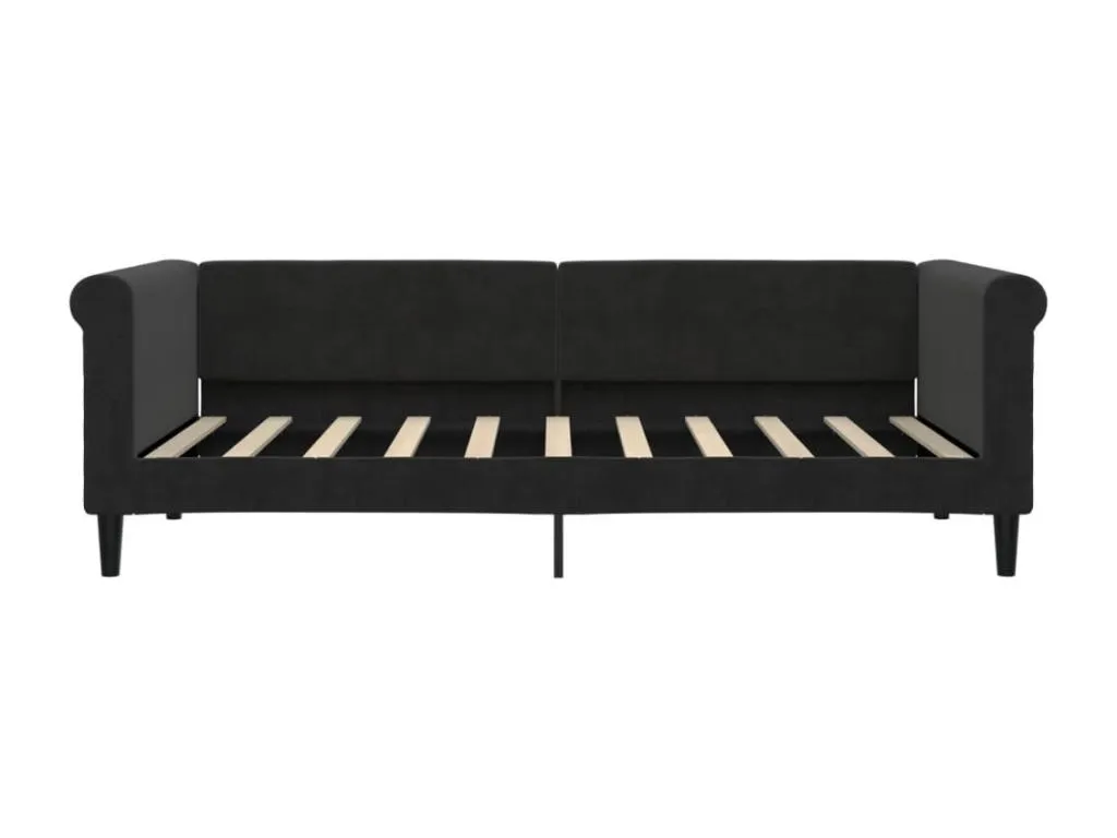 Sofá cama negro en terciopelo 90x190 cm con acabado elegante