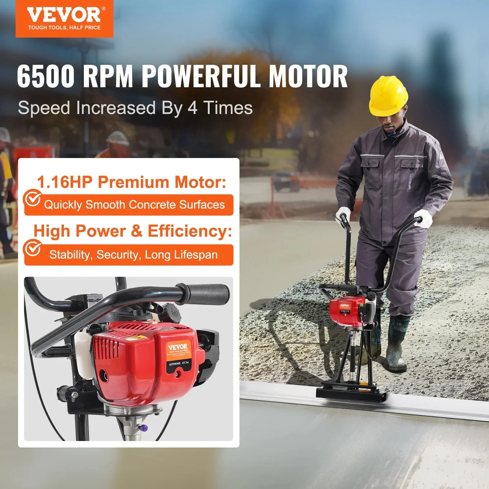 VEVOR Gas Concrete Power Screed With 8ft Aluminum Board - ZPJ-25A-8 - Image 2 VEVOR Gas Concrete Power Screed With 8ft Aluminum Board - ZPJ-25A-8 - Image 2