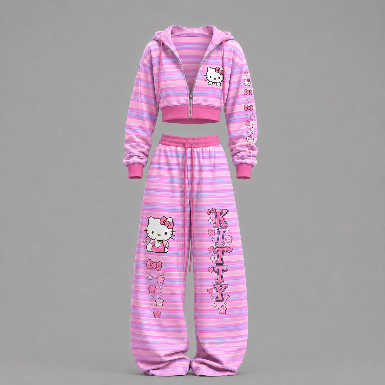 Sanrio-Short zip-up sweatshirt set TeeThreads Sustain the Scene with Custom Apparel