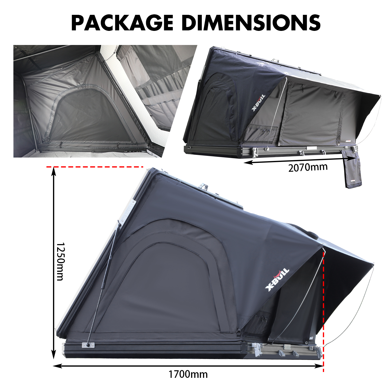 X-BULL Hard Shell Roof Top Tent with Ladder and Mattress - Image 6