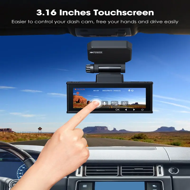 TOGUARD Front And Rear Dash Cam 4K+2K, 3.16-Inch Touch Screen, 64GB Memory Card - DC15 - Image 5 TOGUARD Front And Rear Dash Cam 4K+2K, 3.16-Inch Touch Screen, 64GB Memory Card - DC15 - Image 5