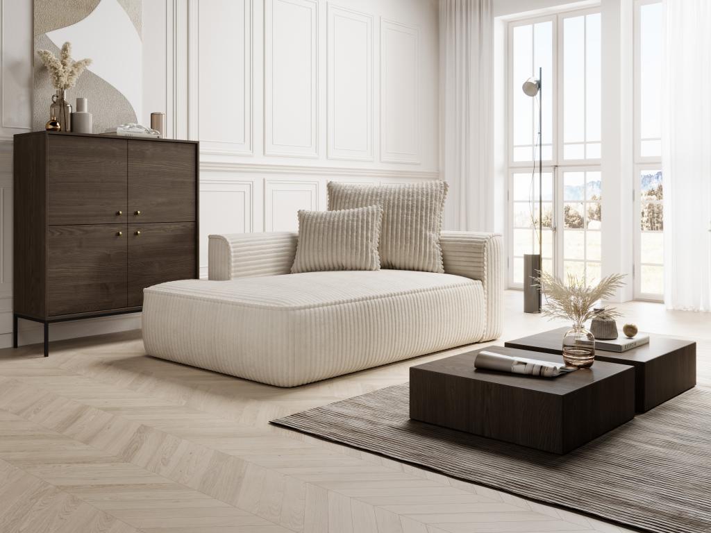 Chaise longue izquierda de pana beige PINETA