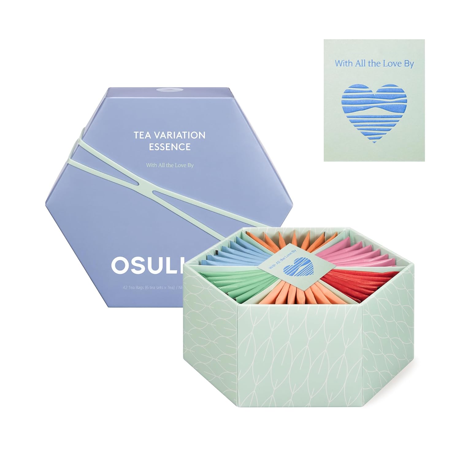 OSULLOC Premium Tea Collection (40 count, 10 flavors x 4 ea), Mothers Day Gifts, Self Care Sampler Gift Box Variety Pack, Premium Organic Pure & Blended Tea from Jeju