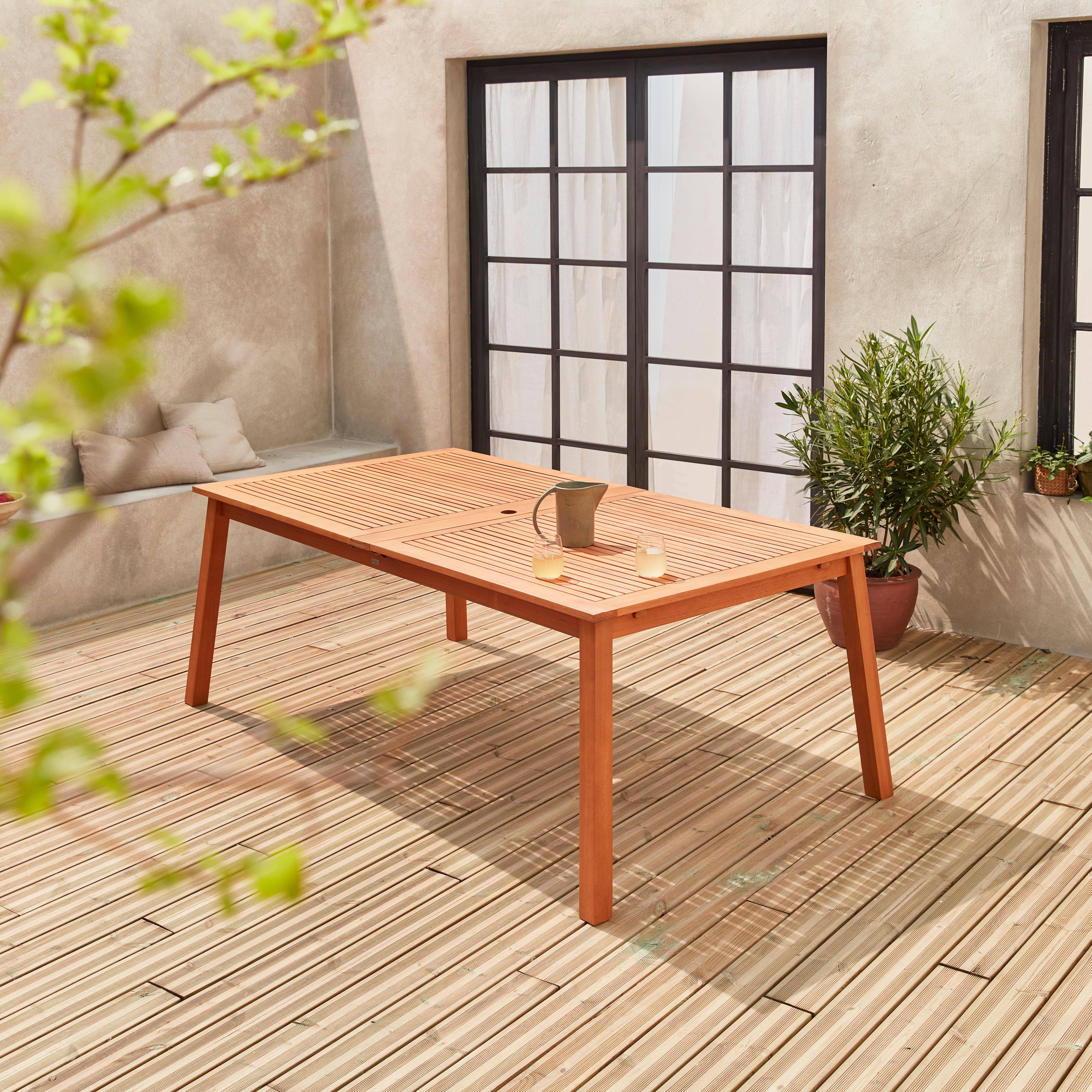 Almeria 300cm - Mesa de jardín de madera extensible, 10-12 plazas