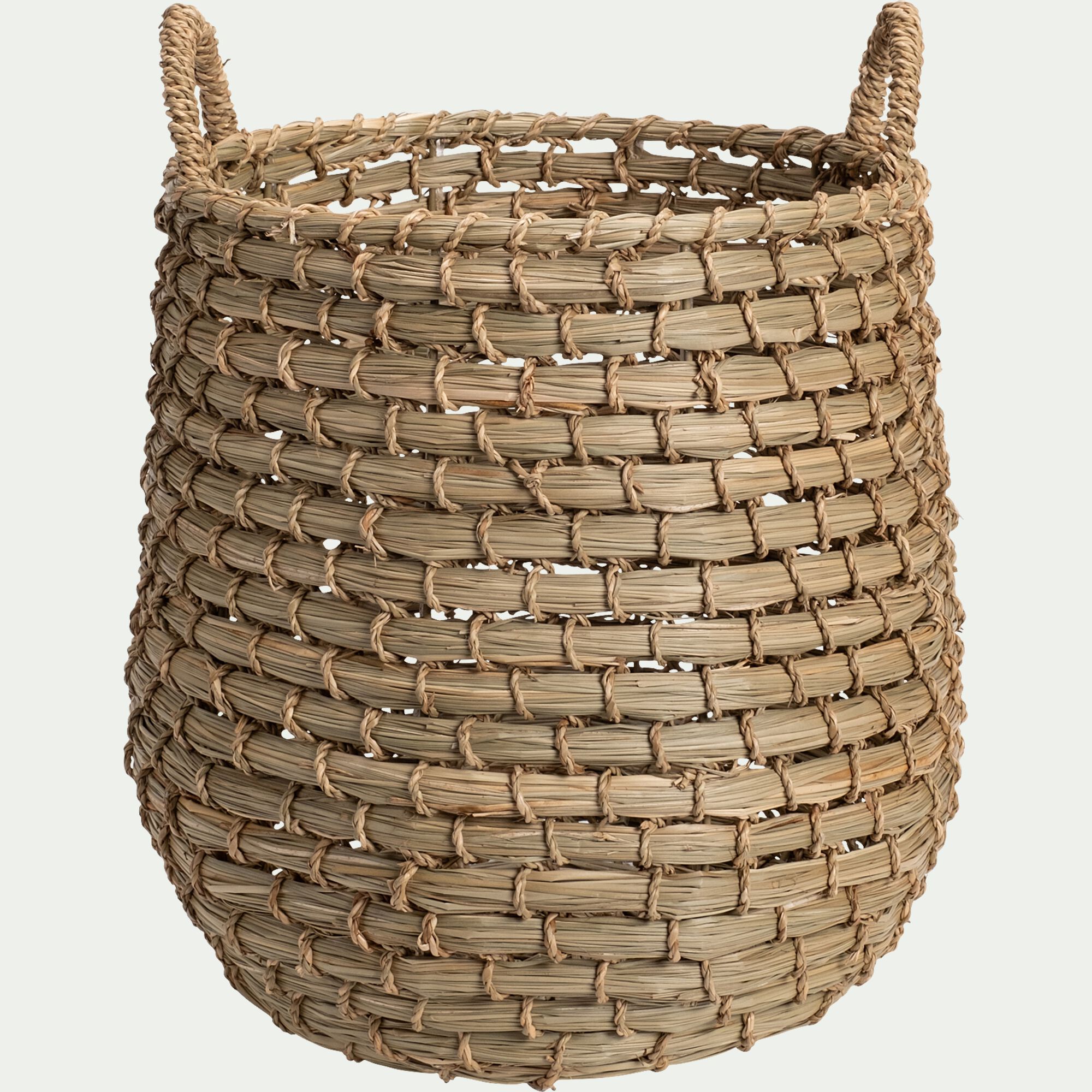 SAFI - Panier déco tressé en jonc de mer H24cm - naturel