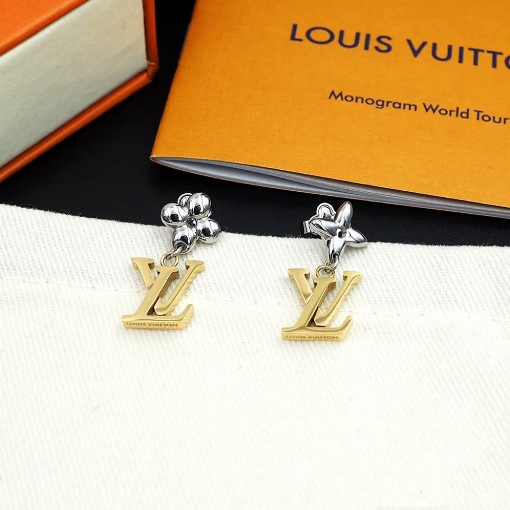 Louis Vuitton Mixed Metal Color Asymmetrical Dangle Earrings - Original Replica Club